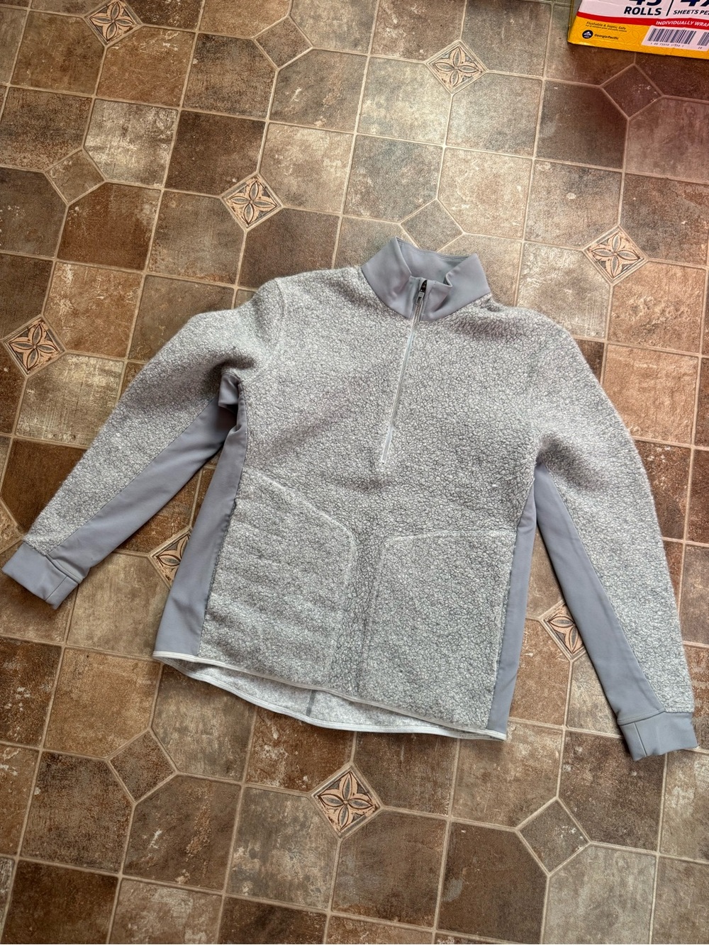 Lululemon Tundra Trek Light Gray Quarter-Zip Sherpa Pullover